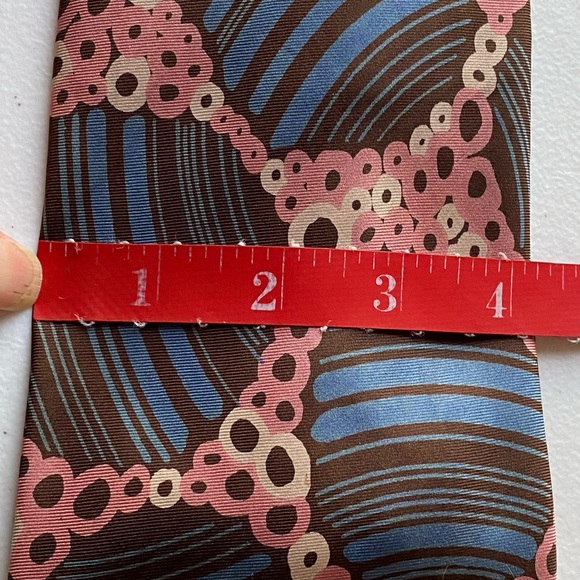 Vintage 70s Barneys New York Tie Abstract Geometric Retro WIDE Silk Tie Disco - Picture 9 of 10
